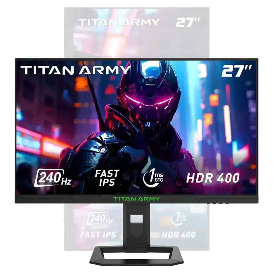 Titan-army - P2710S 27” Gaming Monitor, IPS 240Hz 2K QHD FreeSync 95% DCI-P3 100% sRGB with HDR400 (DisplayPort, HDMI) - Black
