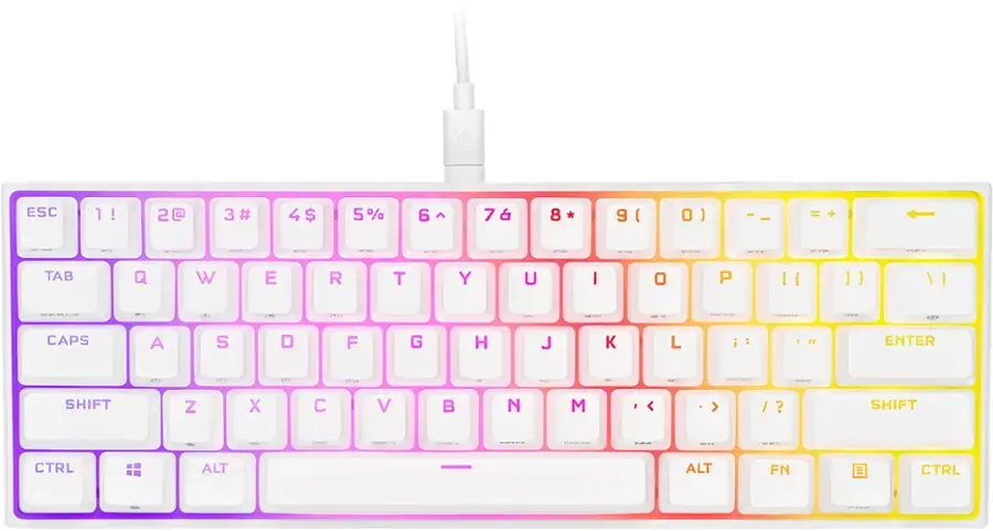CORSAIR - K65 RGB Mini Wired 60% Mechanical Cherry MX SPEED Linear Switch Gaming Keyboard with PBT Double-Shot Keycaps - White
