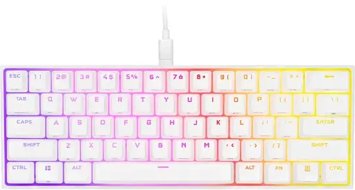 CORSAIR - K65 RGB Mini Wired 60% Mechanical Cherry MX SPEED Linear Switch Gaming Keyboard with PBT Double-Shot Keycaps - White
